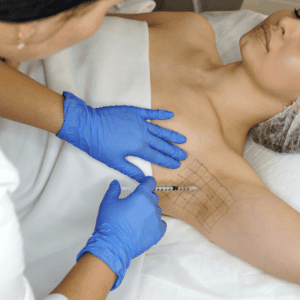 Hyperhidrosis being treated
