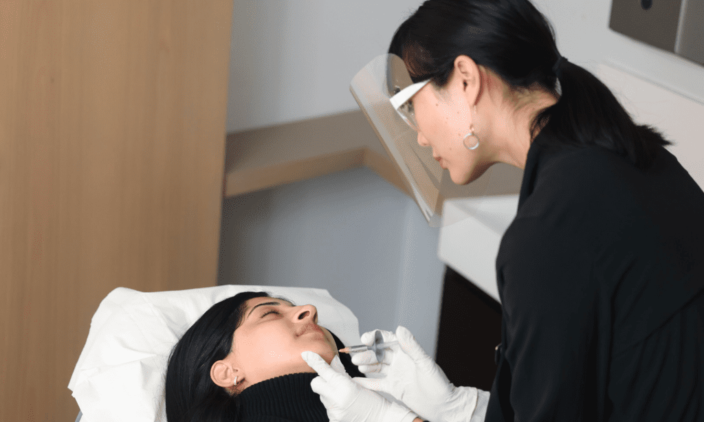 Smile line fillers injected by a professional at Omniya