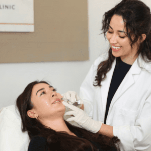 botox being injected at Omniya on a womans face