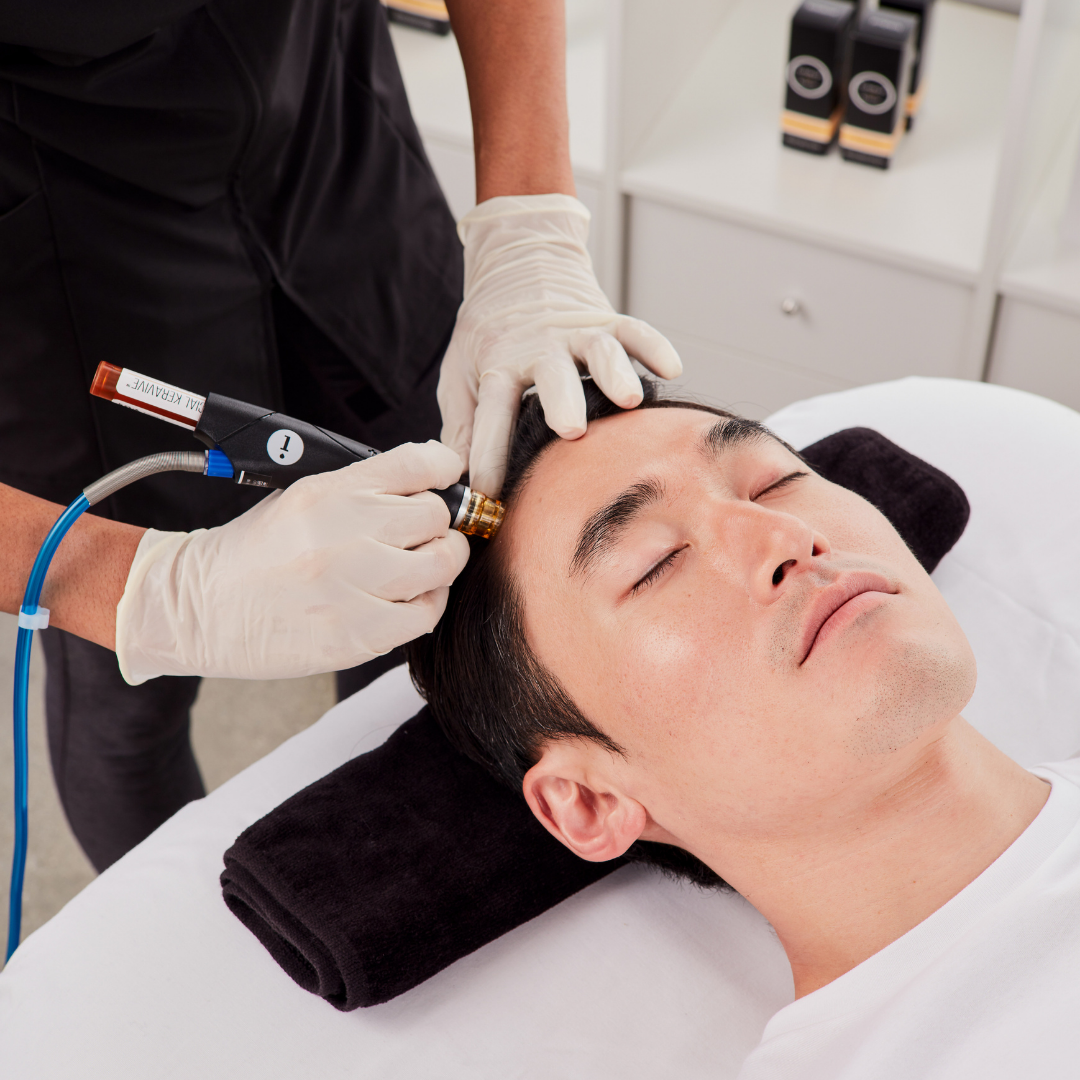 Man getting a hydrafacial treatment