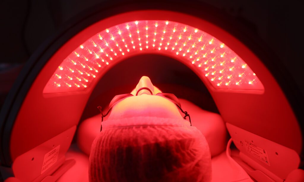 Patient receiving OmniClear facial at Omniya Clinic