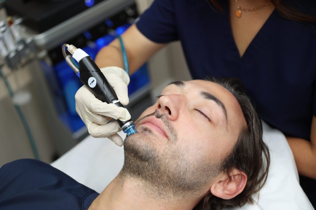 Patient having Hydrafacial at Omniya Clinic, London